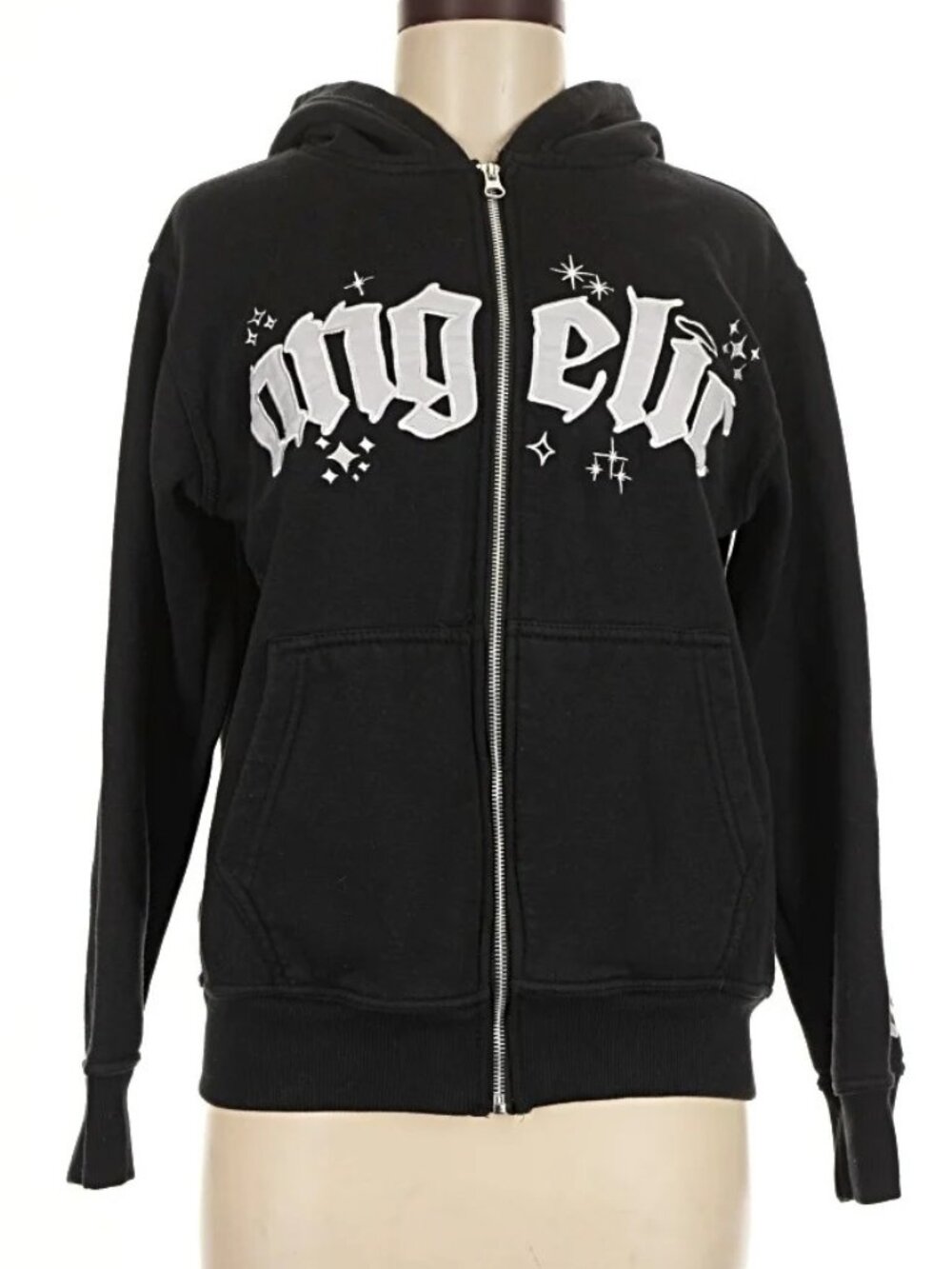 Angelic Embroidered Zip-up Hoodie / Small /